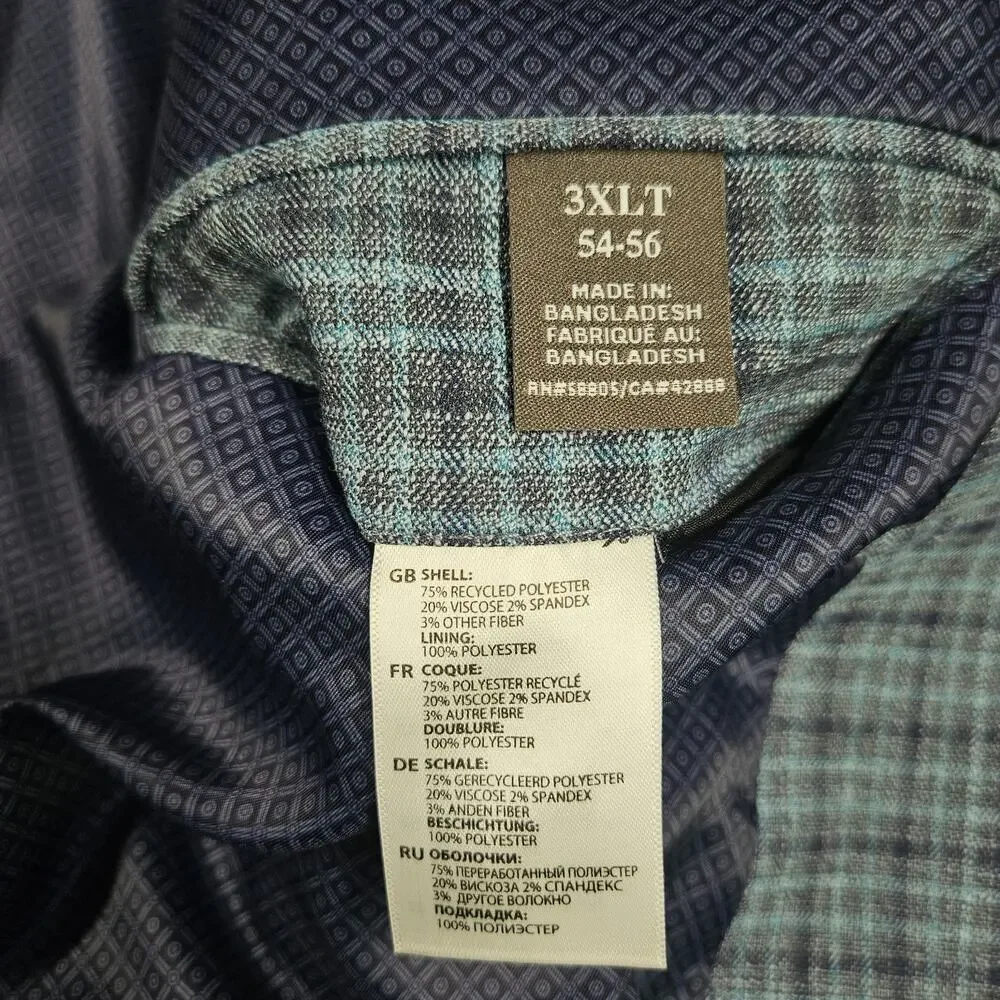 Oak Hill Blazer Mens 3XLT 54-56 Blue Plaid Sport Coat Big and Tall 2 Button Prep